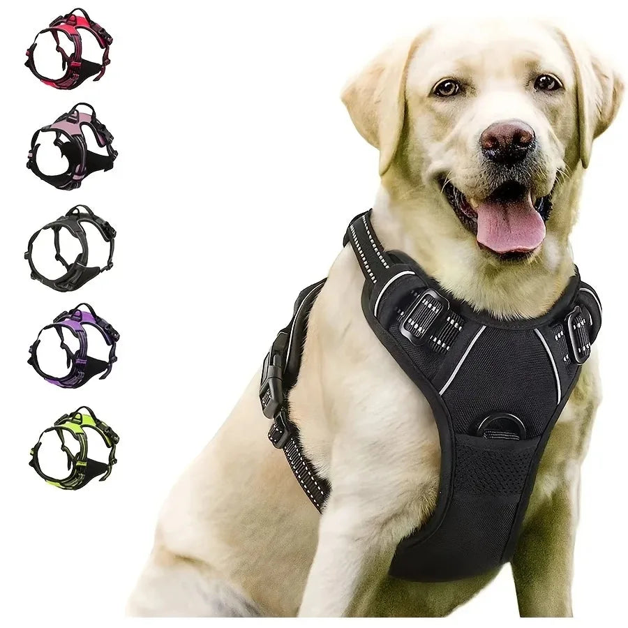 Leather Dog Collar, Harness & Leash 3-Piece Set