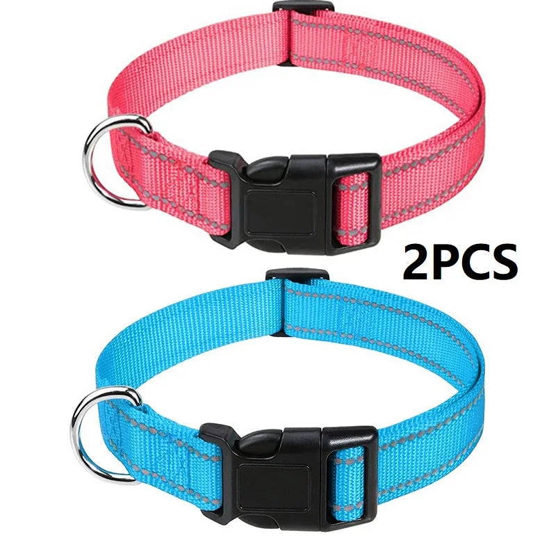Adjustable Buckle Dog Collar with Paw Print Design