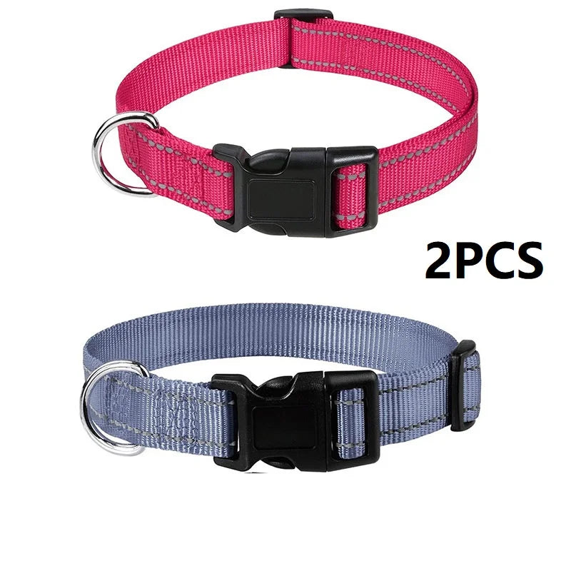 Adjustable Buckle Dog Collar with Paw Print Design