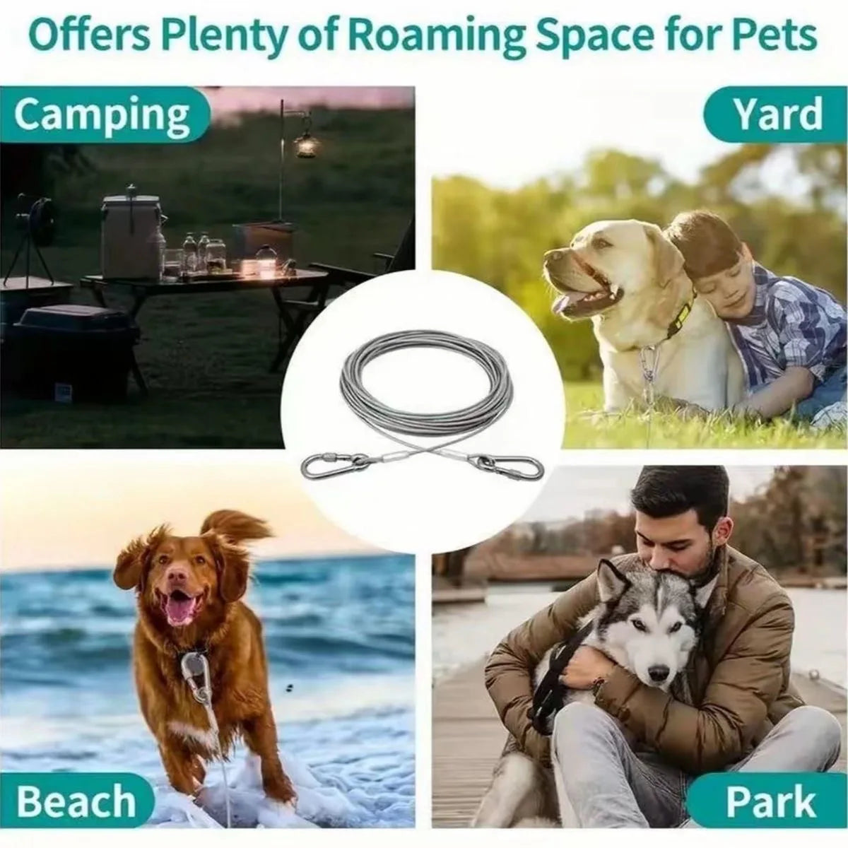 Heavy-Duty Stainless Steel Cable Dog Leash