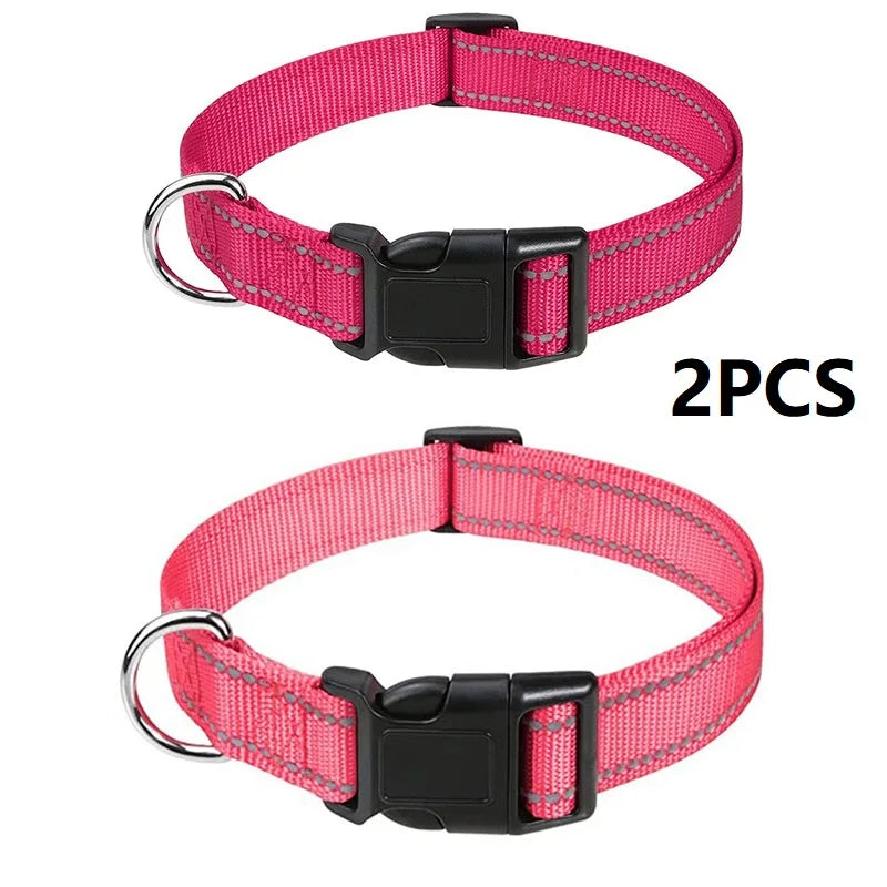 Adjustable Buckle Dog Collar with Paw Print Design