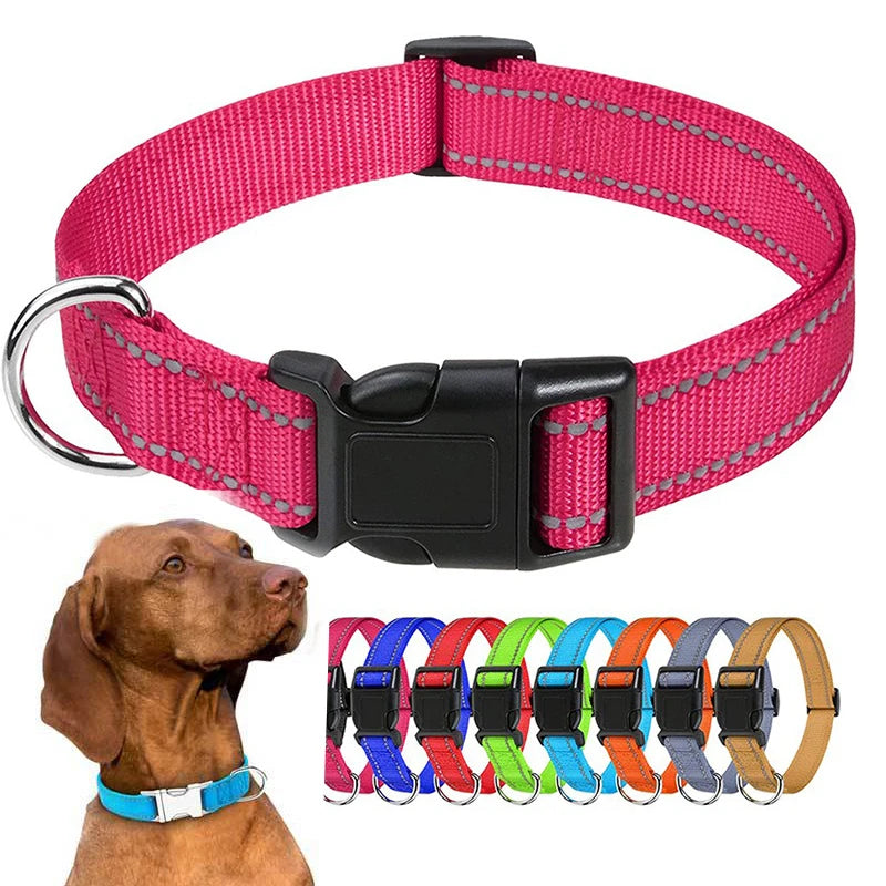 Adjustable Buckle Dog Collar with Paw Print Design