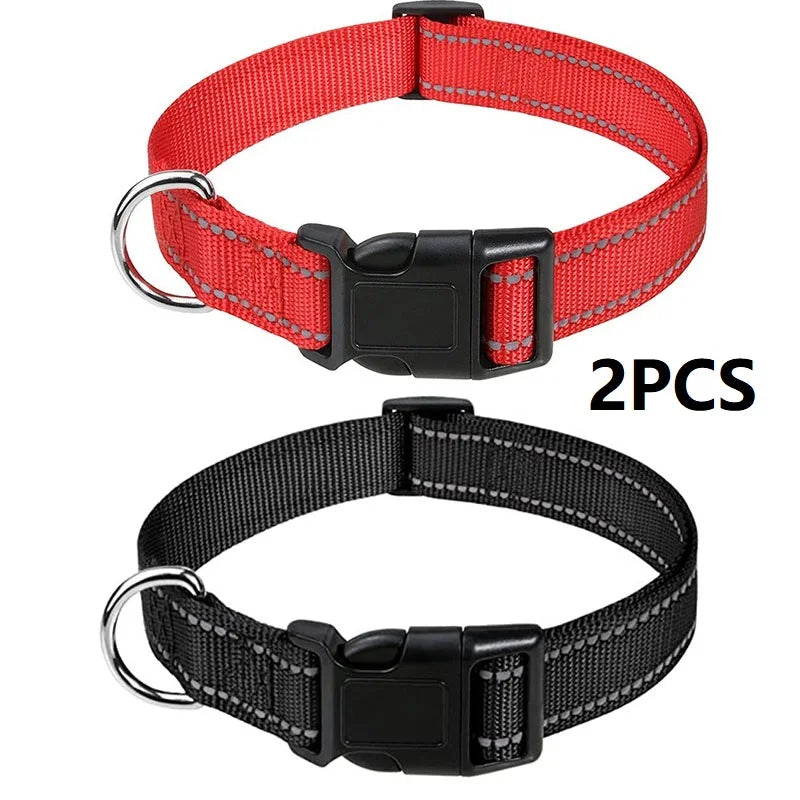 Adjustable Buckle Dog Collar with Paw Print Design