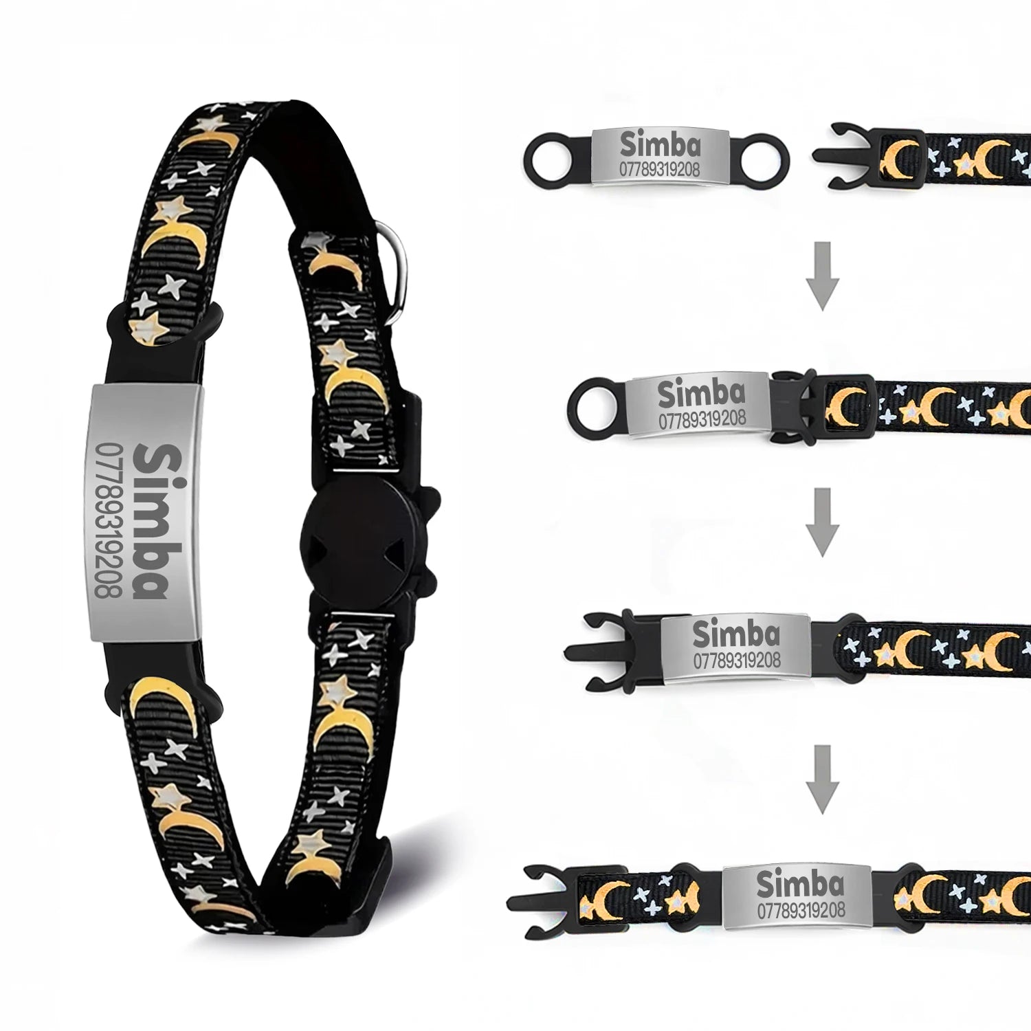 Glow-in-the-Dark Cat Collar with Bell & ID Charm