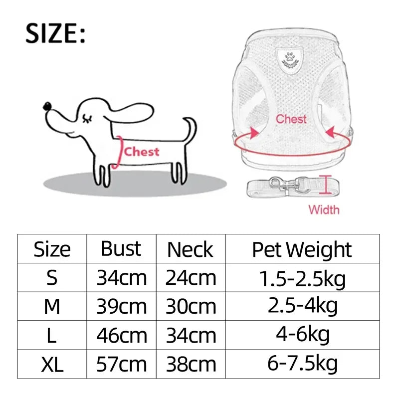 Breathable Mesh Harness & Leash Set for Cats & Dogs