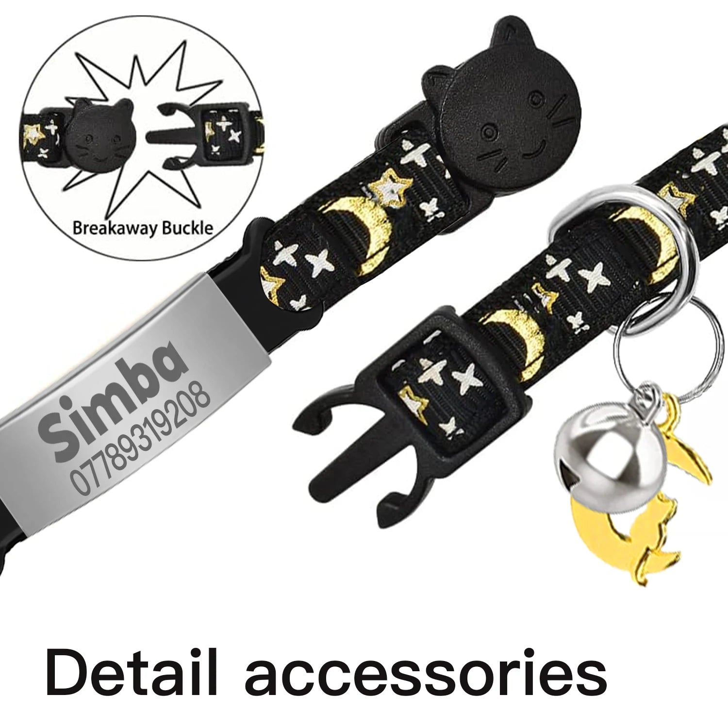 Glow-in-the-Dark Cat Collar with Bell & ID Charm