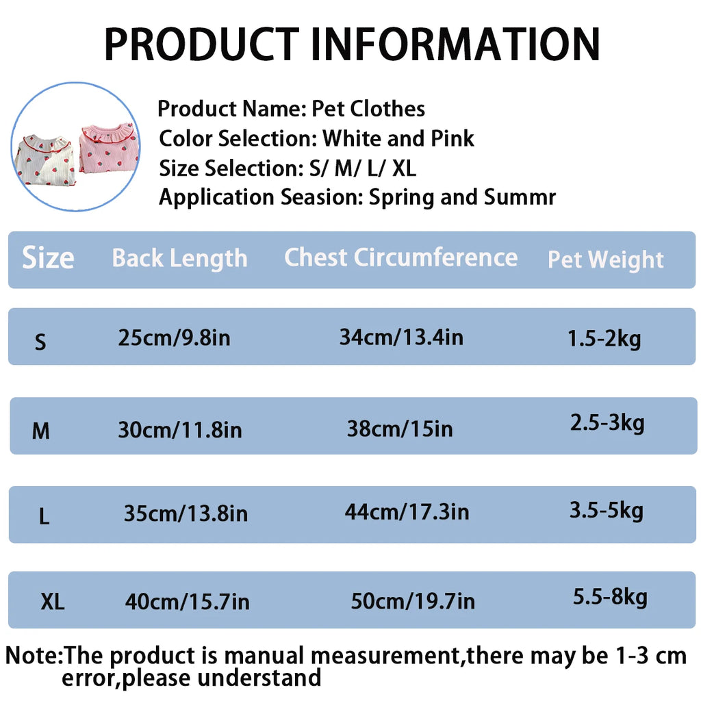Strawberry Print Summer Dress for Small Dogs & Cats