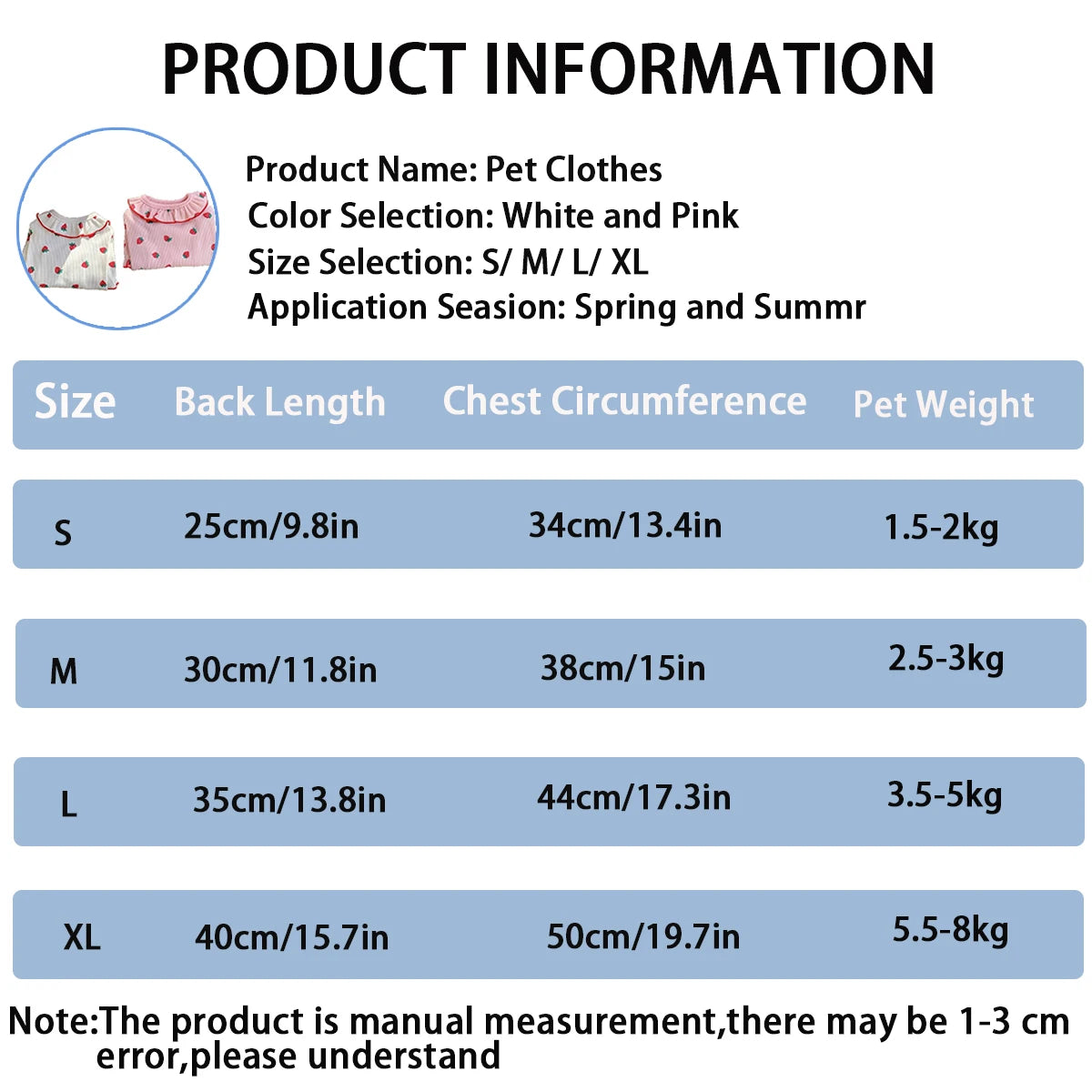 Strawberry Print Summer Dress for Small Dogs & Cats