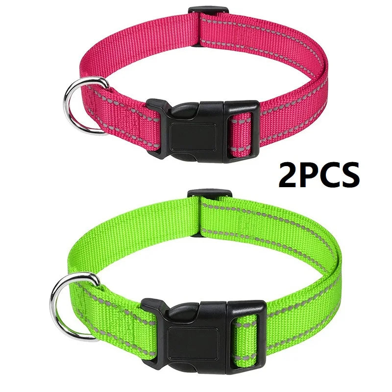 Adjustable Buckle Dog Collar with Paw Print Design