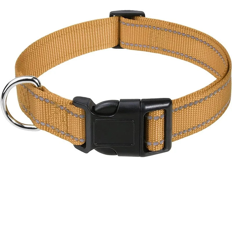 Adjustable Buckle Dog Collar with Paw Print Design