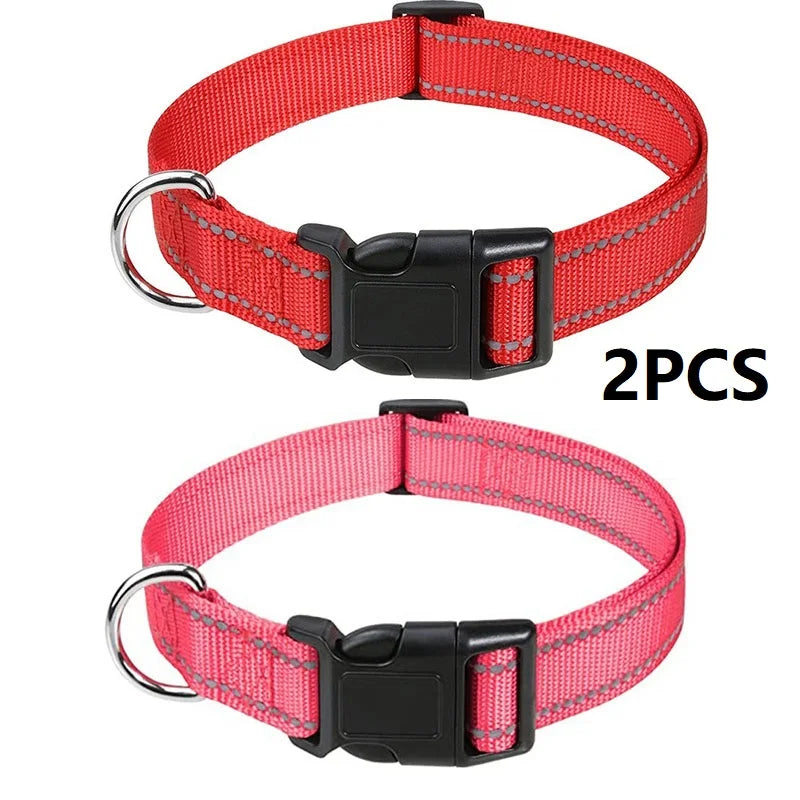 Adjustable Buckle Dog Collar with Paw Print Design