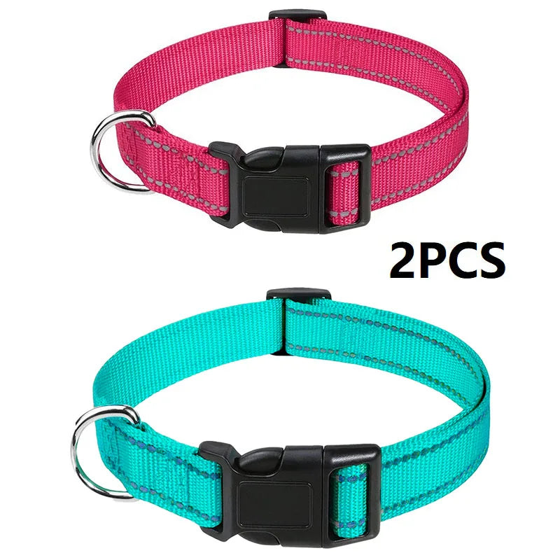 Adjustable Buckle Dog Collar with Paw Print Design