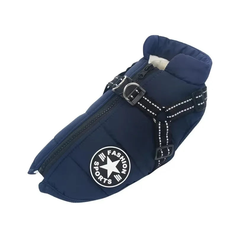 Winter Jacket with Built-In Harness for Large Dogs