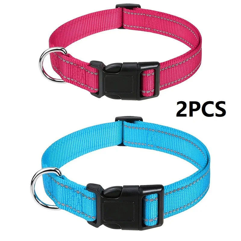 Adjustable Buckle Dog Collar with Paw Print Design