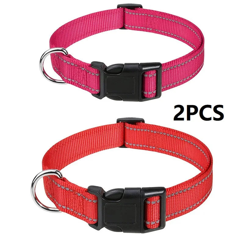 Adjustable Buckle Dog Collar with Paw Print Design