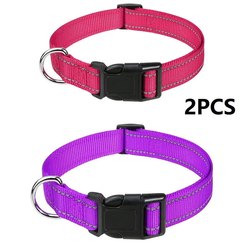 Adjustable Buckle Dog Collar with Paw Print Design