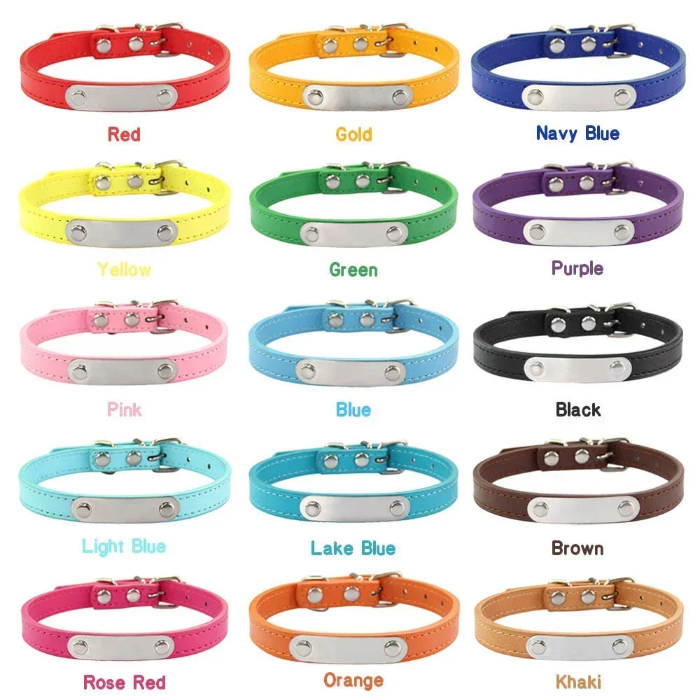 Personalized Leather Dog Collar with Engraved ID Tag