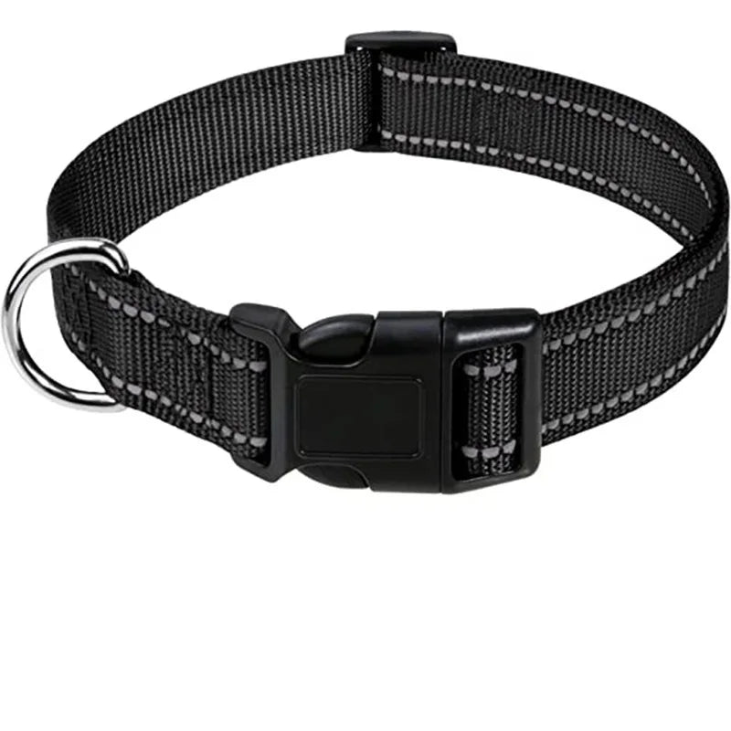 Adjustable Buckle Dog Collar with Paw Print Design