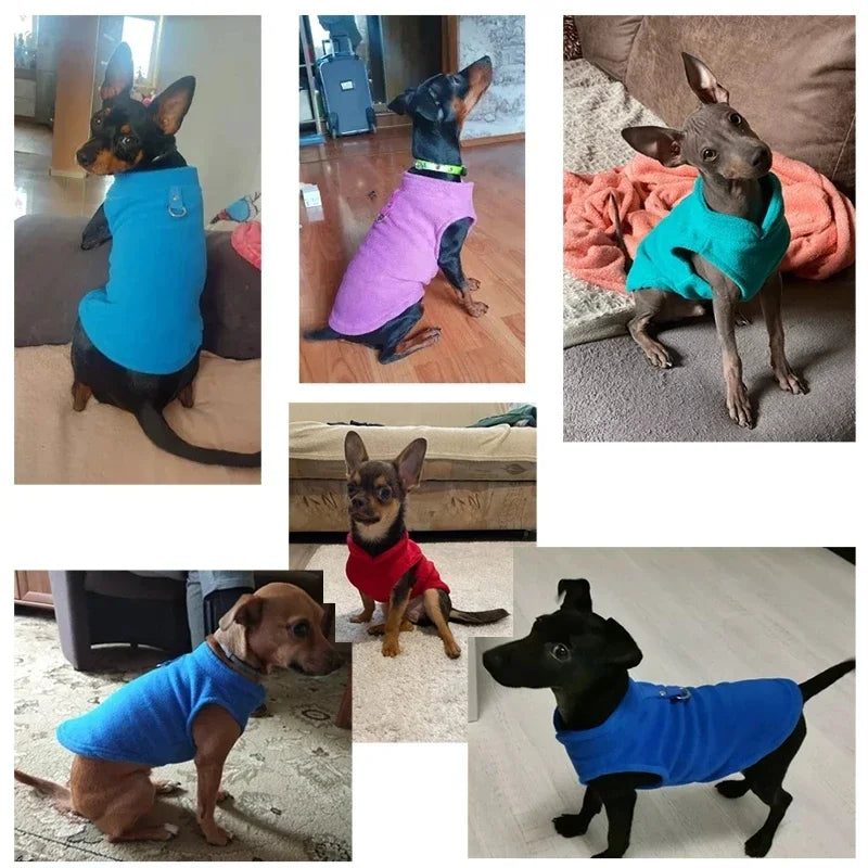 Warm Fleece Vest Jacket with D-Ring for Dogs & Cats