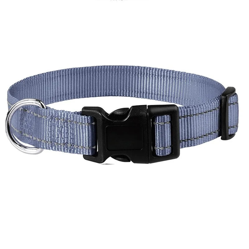 Adjustable Buckle Dog Collar with Paw Print Design