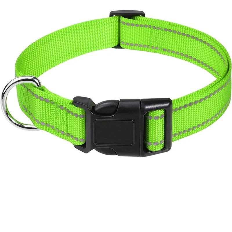Adjustable Buckle Dog Collar with Paw Print Design