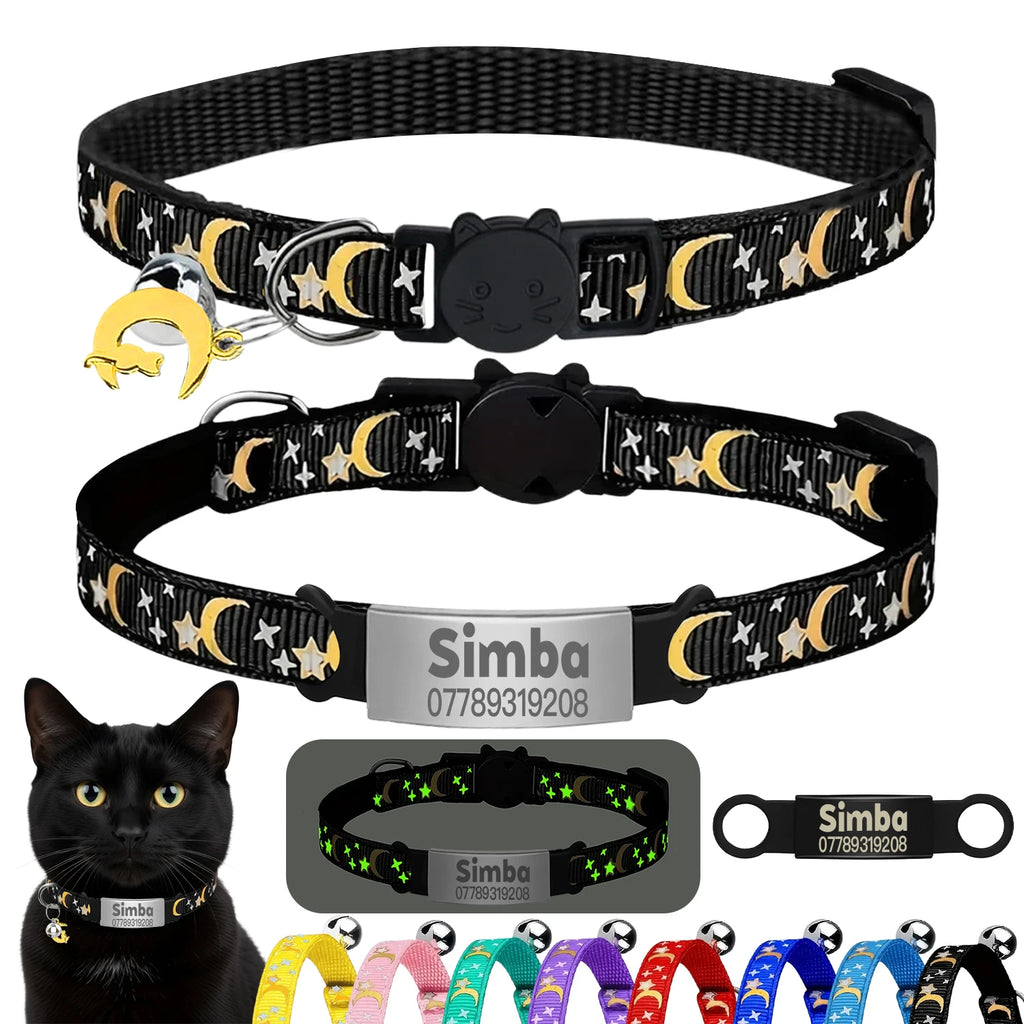 Glow-in-the-Dark Cat Collar with Bell & ID Charm