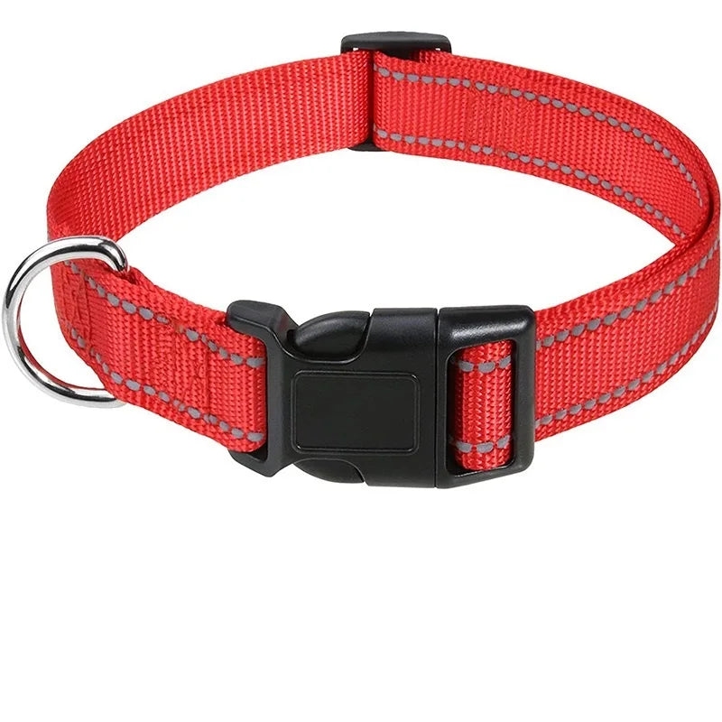Adjustable Buckle Dog Collar with Paw Print Design