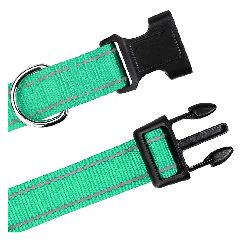 Adjustable Buckle Dog Collar with Paw Print Design