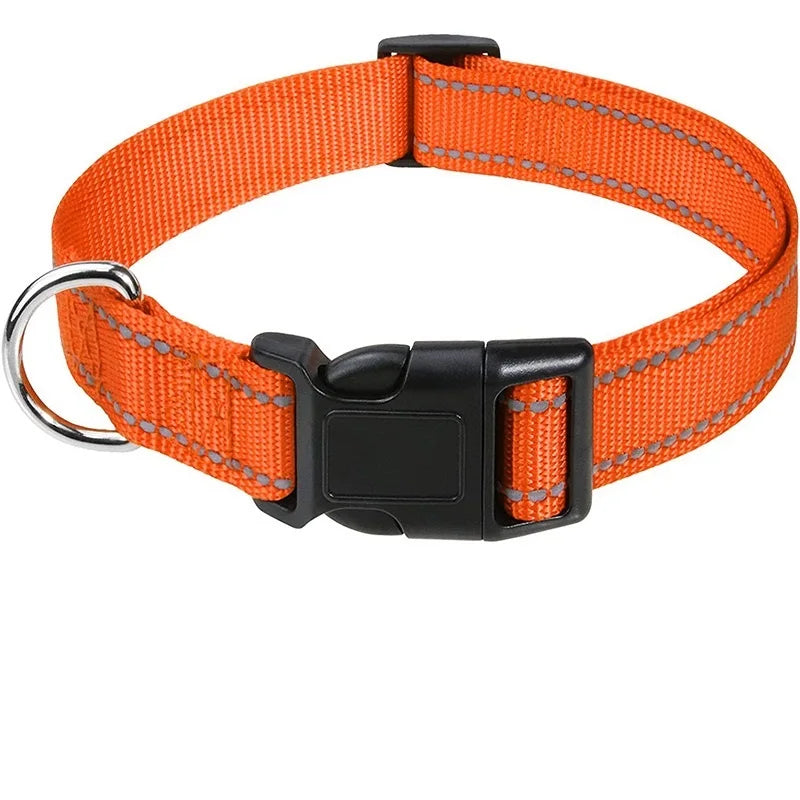 Adjustable Buckle Dog Collar with Paw Print Design