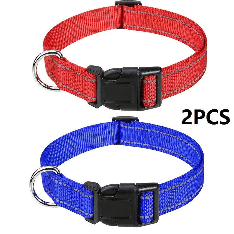 Adjustable Buckle Dog Collar with Paw Print Design