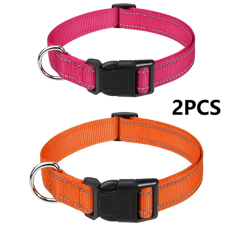 Adjustable Buckle Dog Collar with Paw Print Design