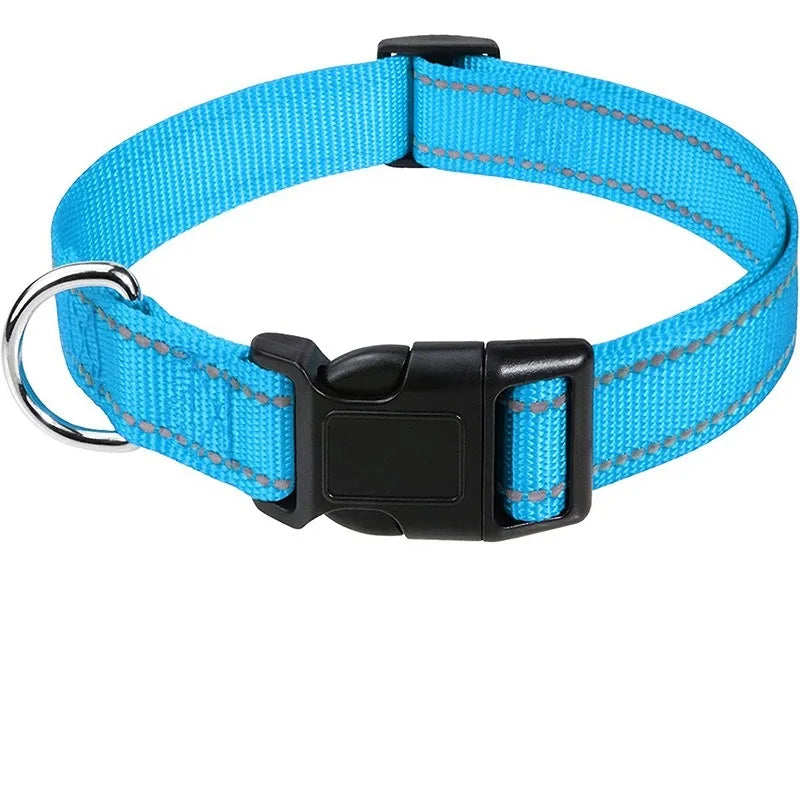 Adjustable Buckle Dog Collar with Paw Print Design
