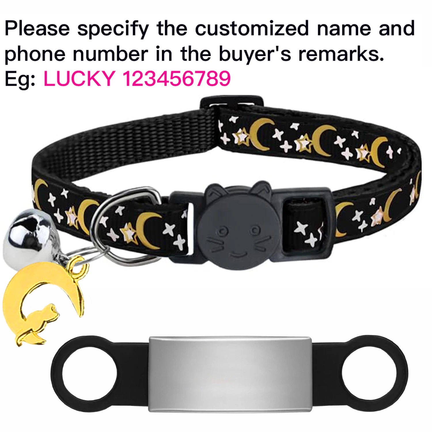 Glow-in-the-Dark Cat Collar with Bell & ID Charm
