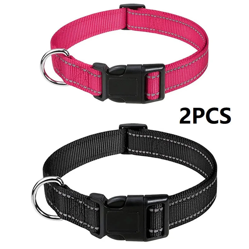 Adjustable Buckle Dog Collar with Paw Print Design