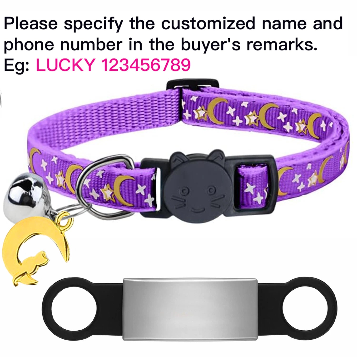 Glow-in-the-Dark Cat Collar with Bell & ID Charm